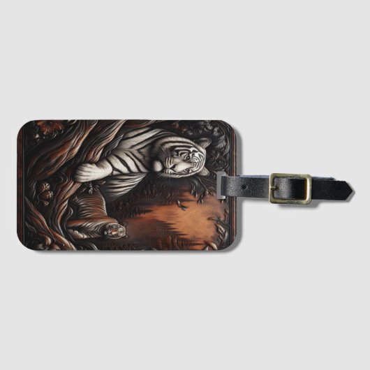 Bengaalse tijgerfamilie in Twilight Forest Bagagelabel (Voorkant (horizontaal))
