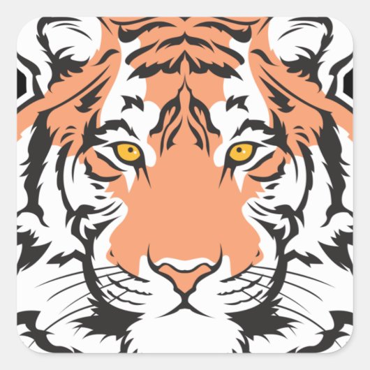 Bengaalse tijgerkop vierkante sticker (Voorkant)