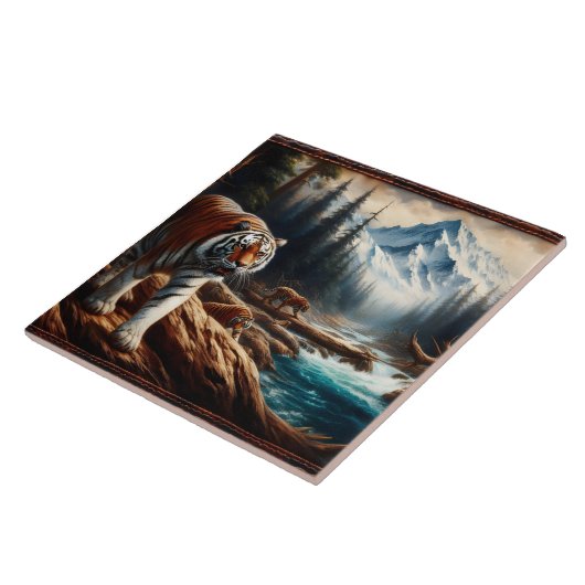 Bengaalse tijgers in de buurt van Mountain Stream  Tegeltje (Zijkant)