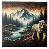 Bengaalse tijgers in de buurt van Mountain Stream  Tegeltje (Voorkant)