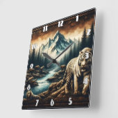 Bengaalse tijgers in de buurt van Mountain Stream Vierkante Klok (Hoek)