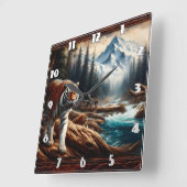 Bengaalse tijgers in de buurt van Mountain Stream  Vierkante Klok (Hoek)