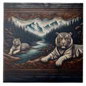Bengaalse tijgers in de Serene Mountains Tegeltje (Voorkant)