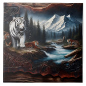 Bengaalse tijgers in een berglandschap tegeltje (Voorkant)