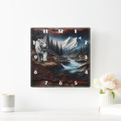 Bengaalse tijgers in een berglandschap vierkante klok (Huis)