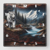 Bengaalse tijgers in een berglandschap vierkante klok (Voorkant)