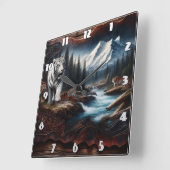 Bengaalse tijgers in een berglandschap vierkante klok (Hoek)