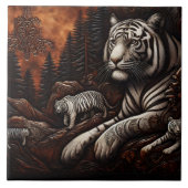 Bengaalse tijgers in een dicht bos in de schemerin tegeltje (Voorkant)