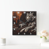 Bengaalse tijgers in een dicht bos in de schemerin vierkante klok (Huis)