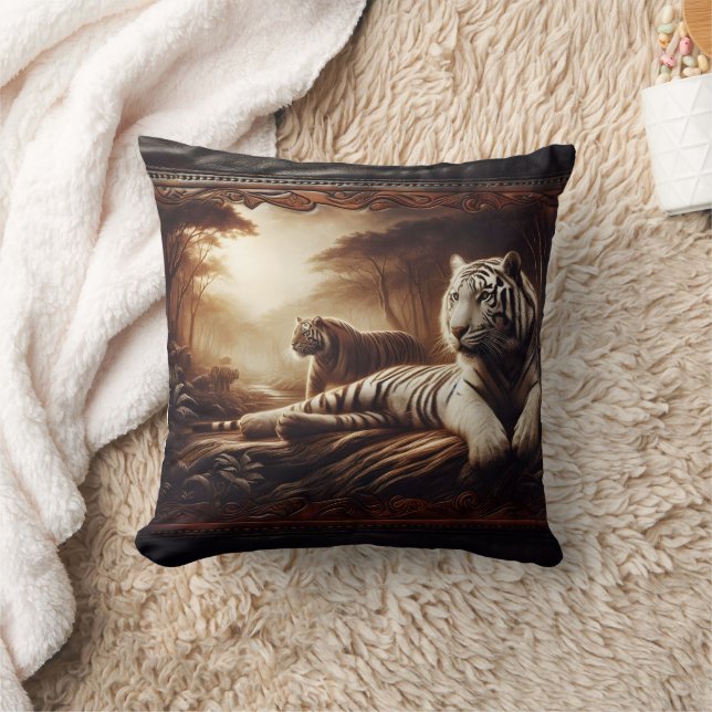 Bengaalse tijgers in een weelderig bos bij zonsond kussen (Deken)