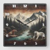 Bengaalse tijgers in het majestueuze berglandschap vierkante klok (Voorkant)