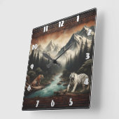 Bengaalse tijgers in het majestueuze berglandschap vierkante klok (Hoek)