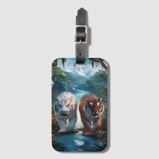 Bengaalse tijgers in het Oerwoud Bagagelabel (Voorkant (verticaal))