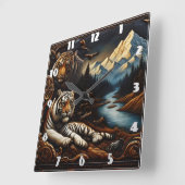 Bengaalse tijgers rusten in de buurt van Serene Mo Vierkante Klok (Hoek)