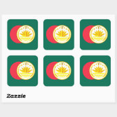 Bengaalse vlag & nationaal embleem, Bangladesh Vierkante Sticker (Vel)