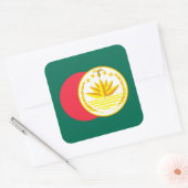Bengaalse vlag & nationaal embleem, Bangladesh Vierkante Sticker (Envelop)