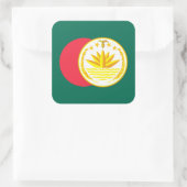 Bengaalse vlag & nationaal embleem, Bangladesh Vierkante Sticker (Tas)