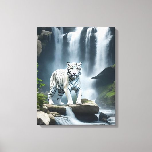Bengaalse witte tijger in Natuur Canvas Afdruk (Voorkant)