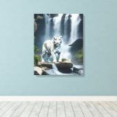 Bengaalse witte tijger in Natuur Canvas Afdruk (Insitu (Houten vloer))
