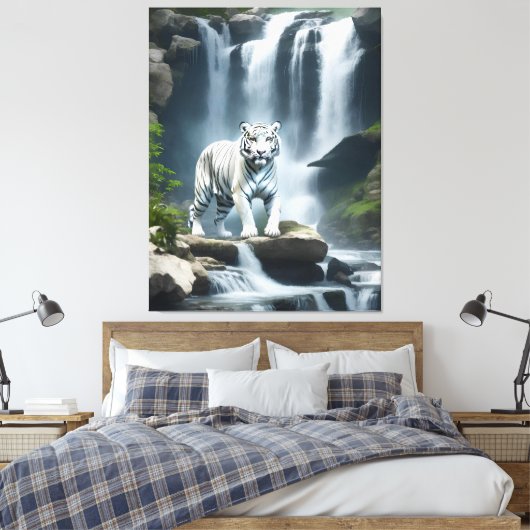 Bengaalse witte tijger in Natuur Canvas Afdruk (Insitu (Slaapkamer))