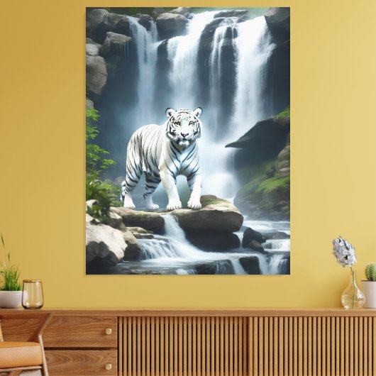 Bengaalse witte tijger in Natuur Canvas Afdruk (Insitu (Woonkamer))