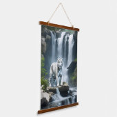 Bengaalse witte tijger in Natuur Hangend Wandkleed (Gebogen)