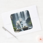Bengaalse witte tijger in Natuur Vierkante Sticker (Envelop)
