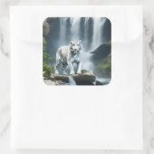 Bengaalse witte tijger in Natuur Vierkante Sticker (Tas)