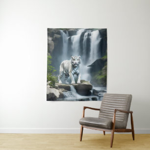 Bengaalse witte tijger in Natuur Wandkleed