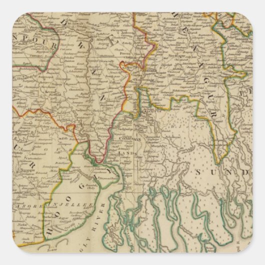 Bengal, Bahar&c zuid Vierkante Sticker (Voorkant)