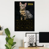 Bengal Cat 2026 Calendar Poster (Thuiskantoor)
