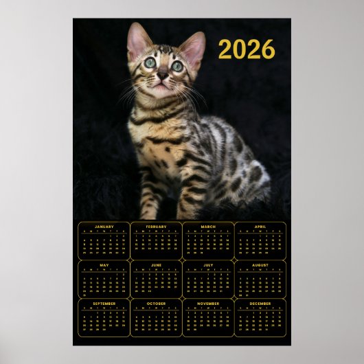 Bengal Cat 2026 Calendar Poster (Voorkant)