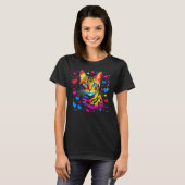 Bengal Cat Blue Red Heart T-shirt (Voorkant volledig)
