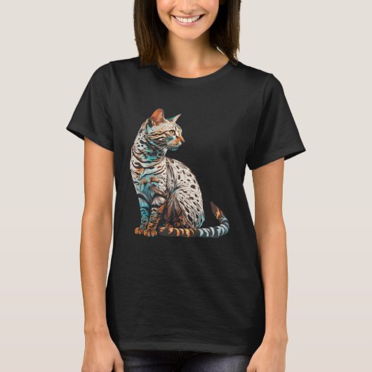 Bengal Cat Breed Colorful Mom Lady T-shirt (Voorkant)