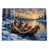 Bengal Cat Christmas Boat Holiday Groot Cadeauzakje (Voorkant)