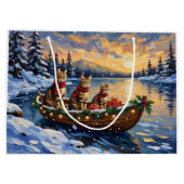 Bengal Cat Christmas Boat Holiday Groot Cadeauzakje (Achterkant)