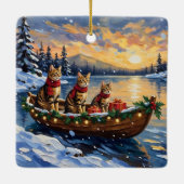 Bengal Cat Christmas Boat Holiday Keramisch Ornament (Achterkant)