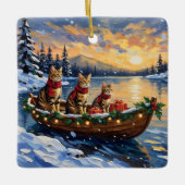 Bengal Cat Christmas Boat Holiday Keramisch Ornament (Voorkant)