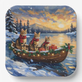Bengal Cat Christmas Boat Holiday Papieren Bordje (Voorkant)