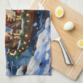 Bengal Cat Christmas Boat Holiday Theedoek (Quarter Fold)