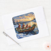 Bengal Cat Christmas Boat Holiday Vierkante Sticker (Envelop)