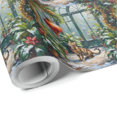 Bengal Cat Christmas Conservatory Jungle Cadeaupapier (Rol Hoek)