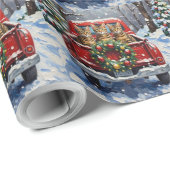 Bengal Cat Christmas Red Truck Holiday Cadeaupapier (Rol Hoek)