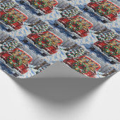 Bengal Cat Christmas Red Truck Holiday Cadeaupapier (Hoek)