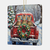 Bengal Cat Christmas Red Truck Holiday Keramisch Ornament (Links)
