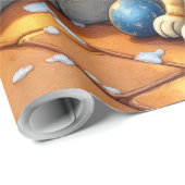 Bengal Cat Fireplace with Christmas Lights Cadeaupapier (Rol Hoek)