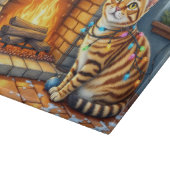 Bengal Cat Fireplace with Christmas Lights Snijplank (Hoek)