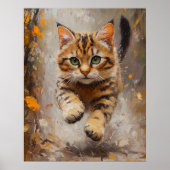 Bengal Cat Leaping Through Autumn Whispers Poster (Voorkant)