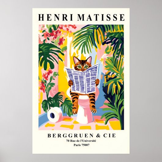 Bengal Cat on Toilet Art Bathroom Print in Henri (Voorkant)