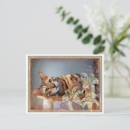 Bengal cat painting briefkaart (Staand voorkant)